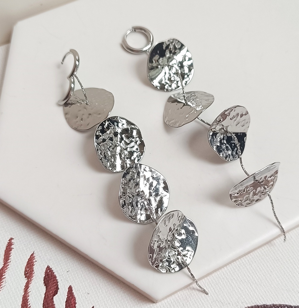 Pendientes Cierre Aro Textura Plateado