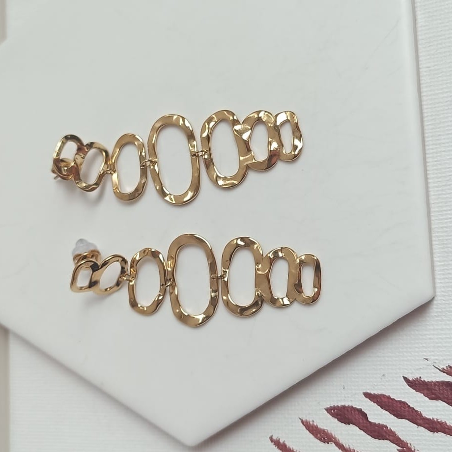 Pendientes Estructura De Óvalos Dorado