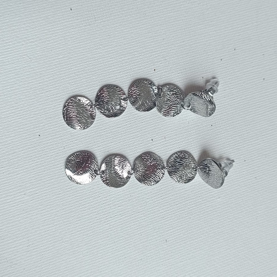 Pendientes Textura Círculos Plateado