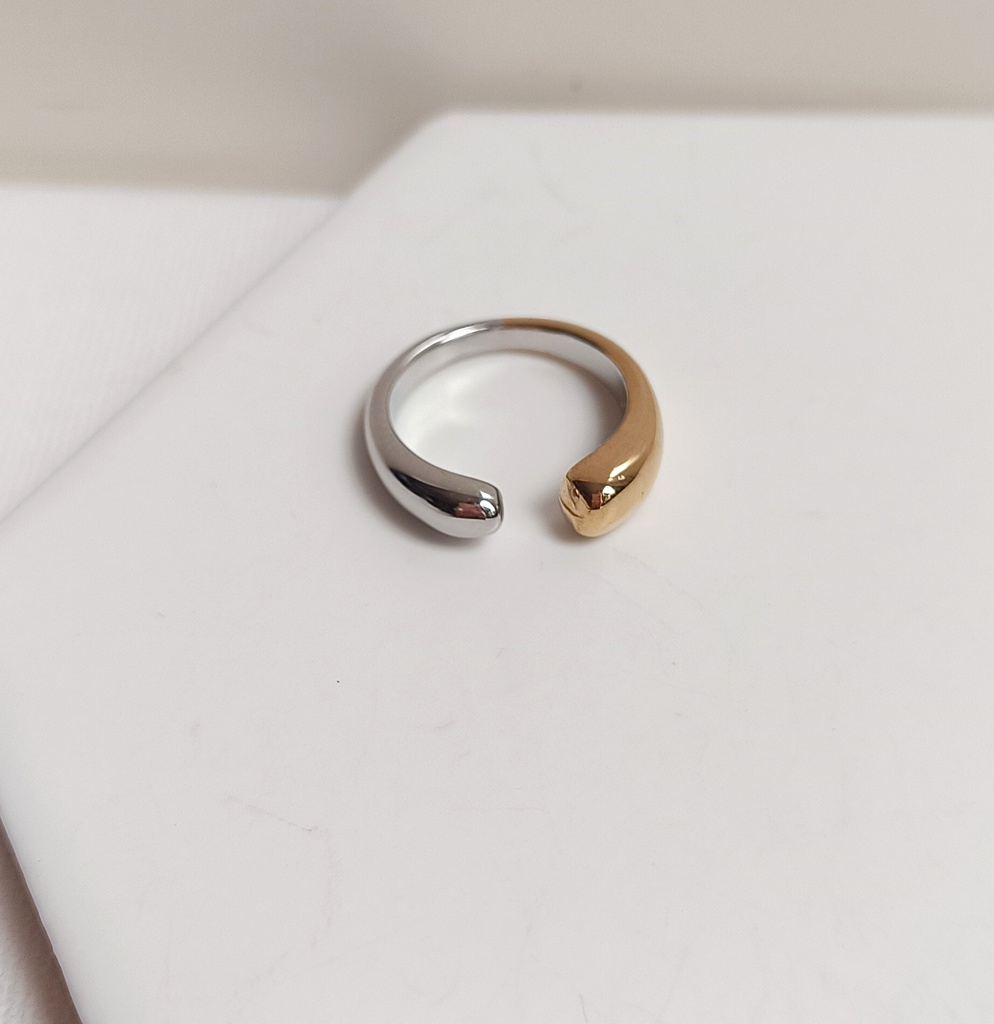 Anillo Drop Bicolor (Plateado y Dorado)