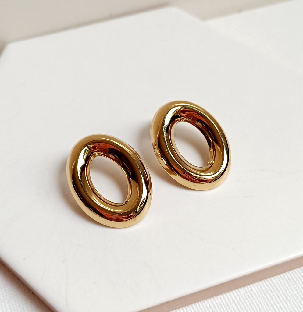 Pendientes Ancho Óvalo Dorado