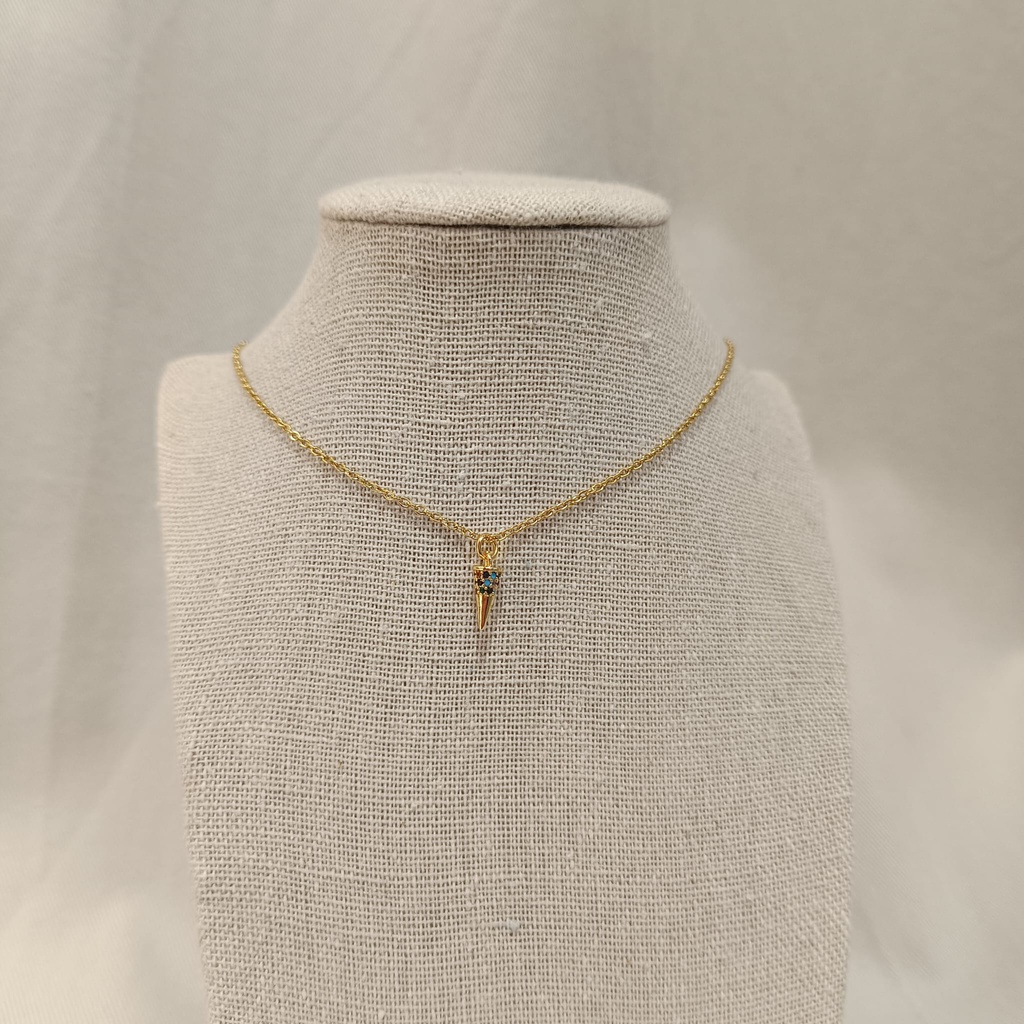 Collar Cuerno Circonitas Dorado