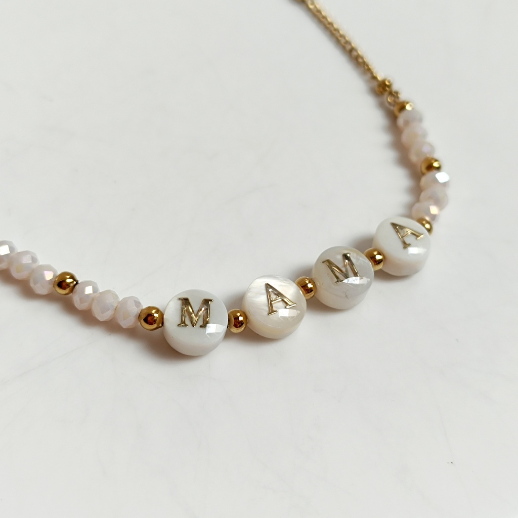 Pulsera Mamá Con Cuentas Rosa Dorado