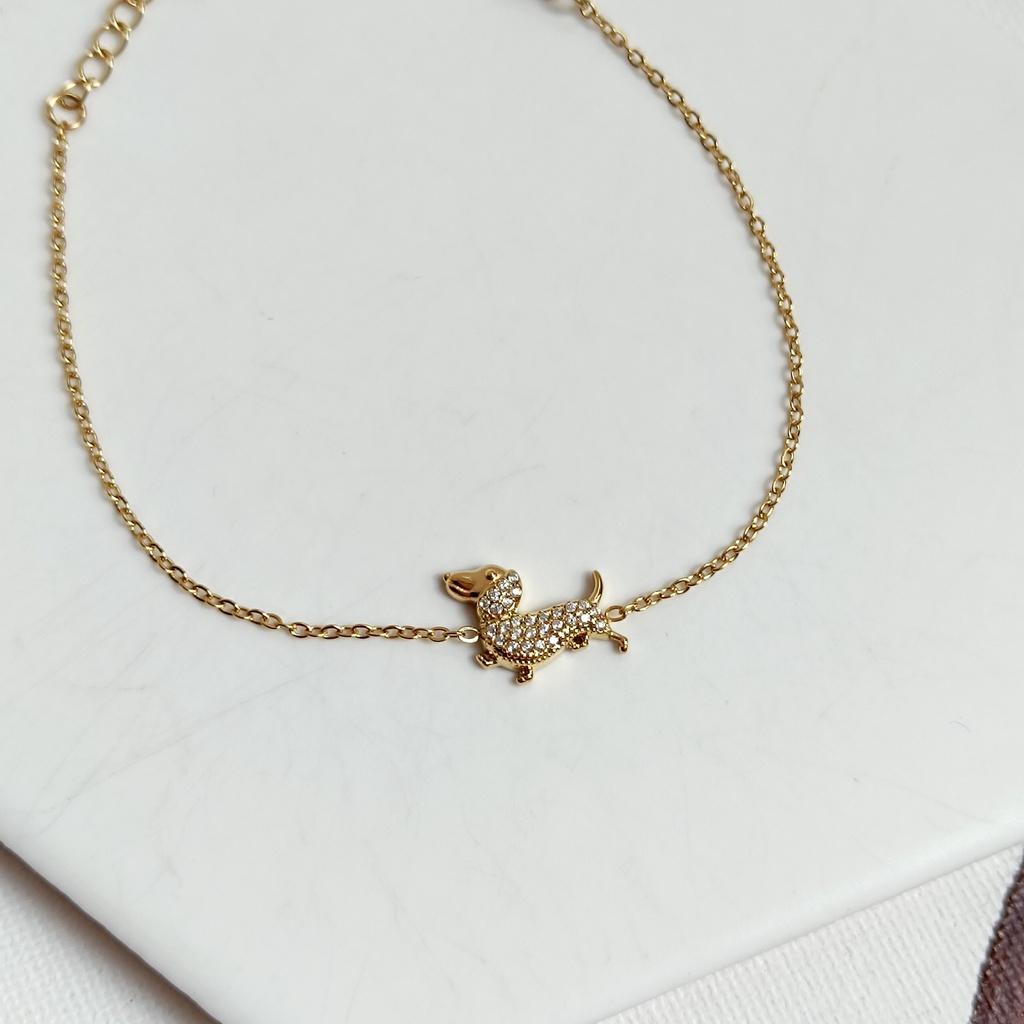 Pulsera Perro Con Circonitas Dorado