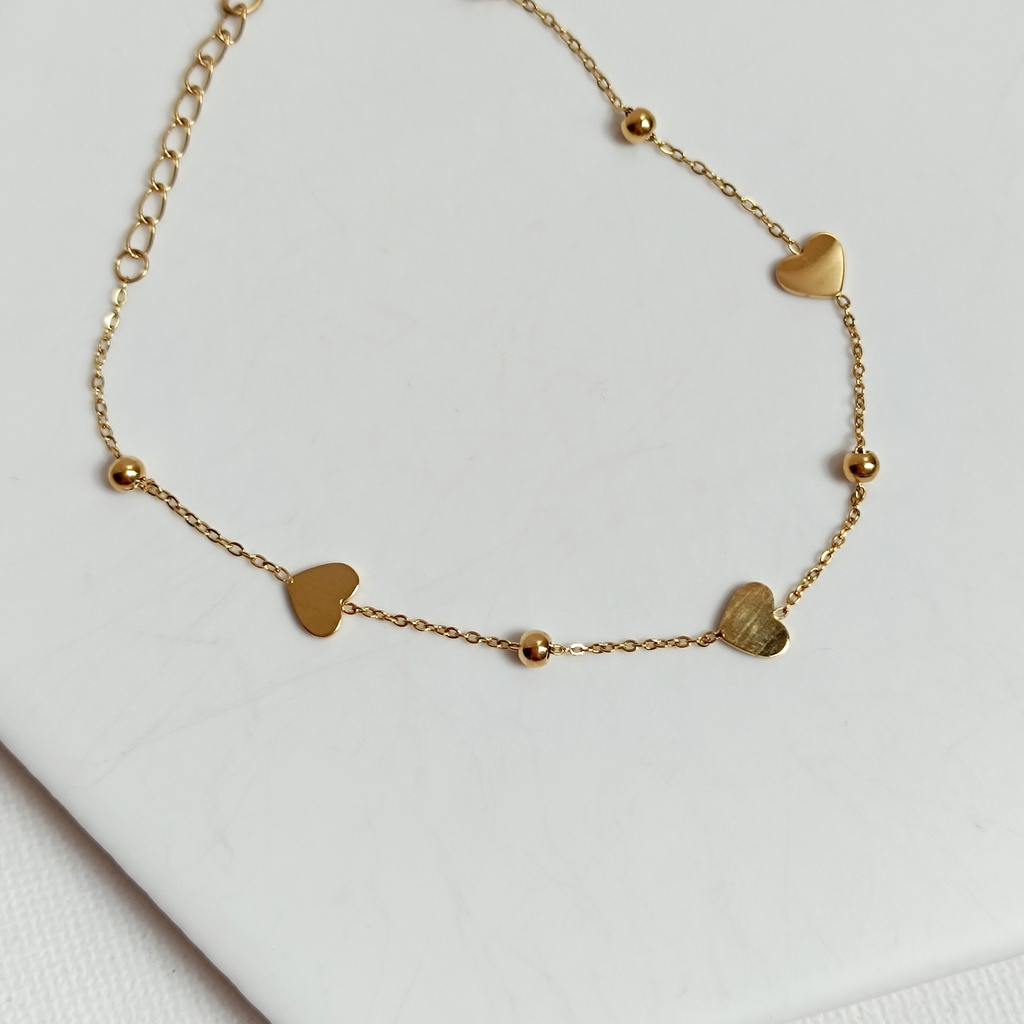 Pulsera Corazones Dorado