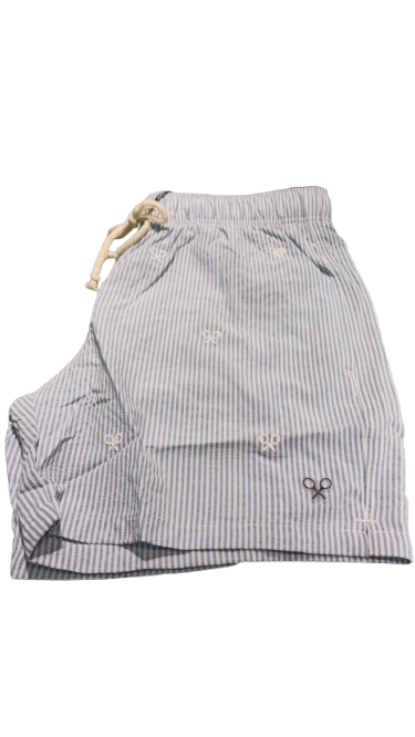 Bañador Rayas Finas Logo Azul Claro - Silbon