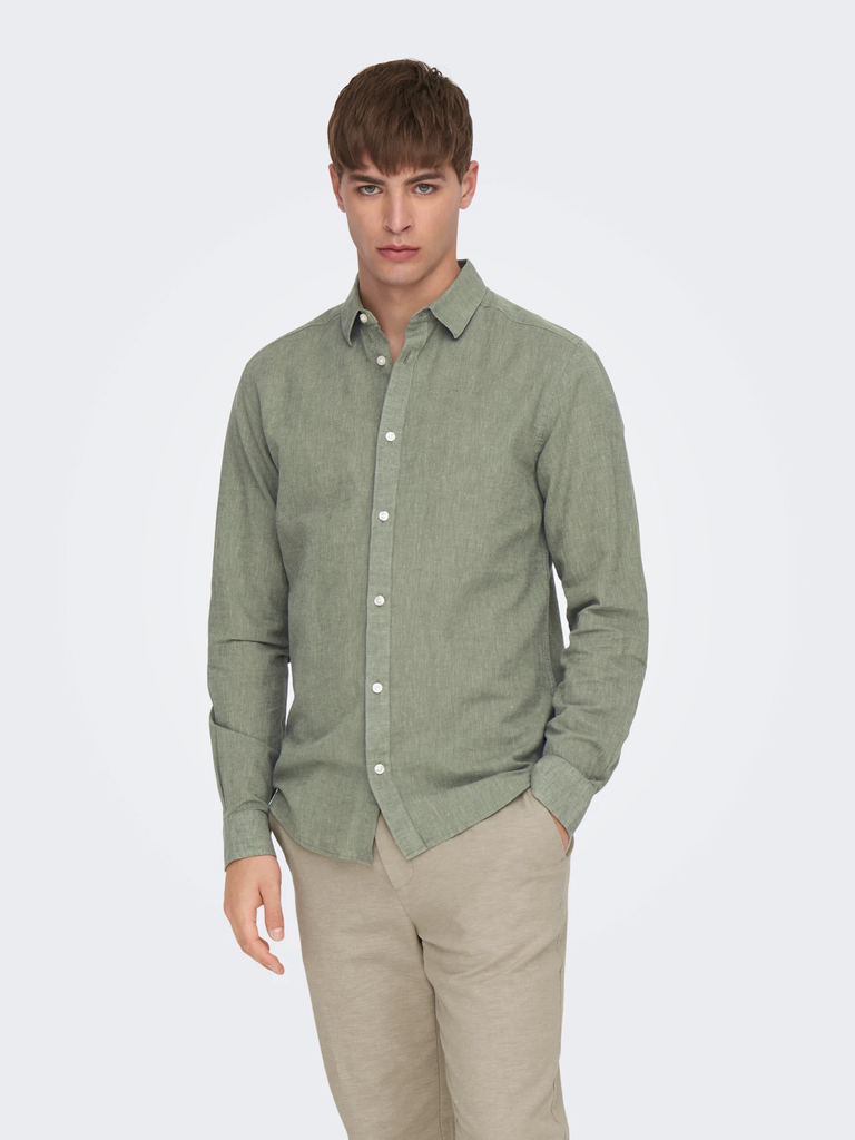 Onscaiden Lino Camisa Swamp - Only &amp; Sons