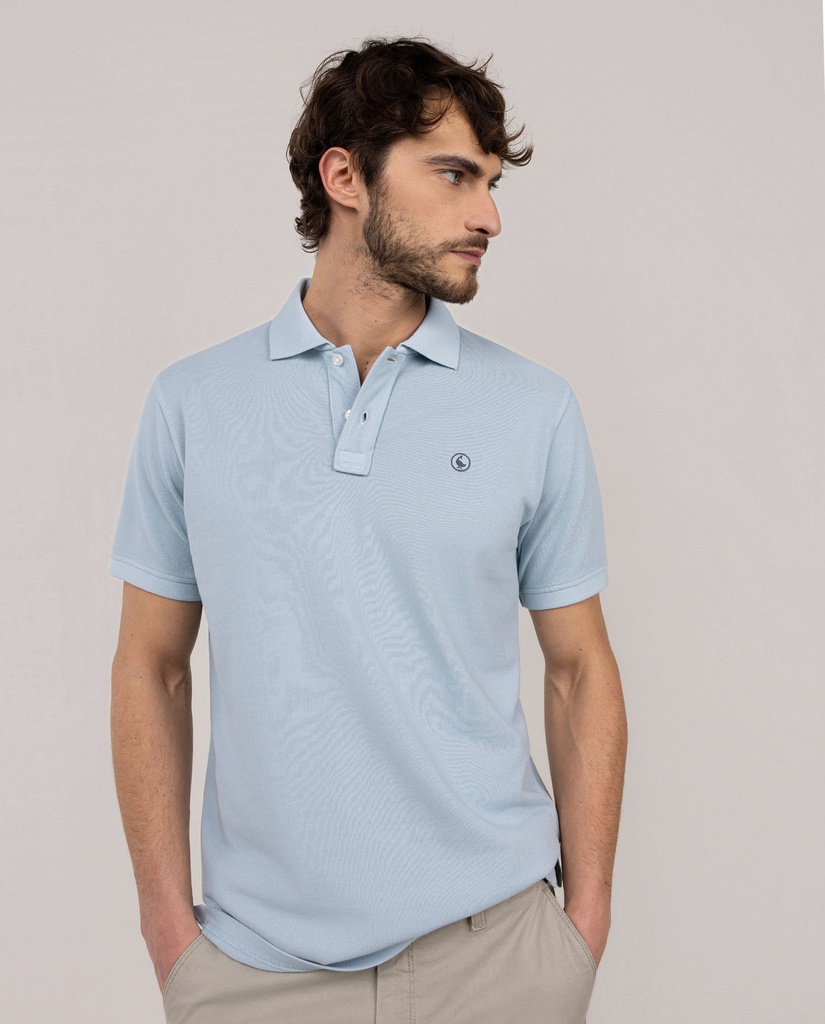 Polo Piqué Garment Dyed Celeste - El Ganso