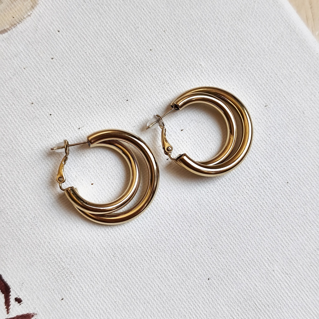 Pendientes Doble Aro Dorado