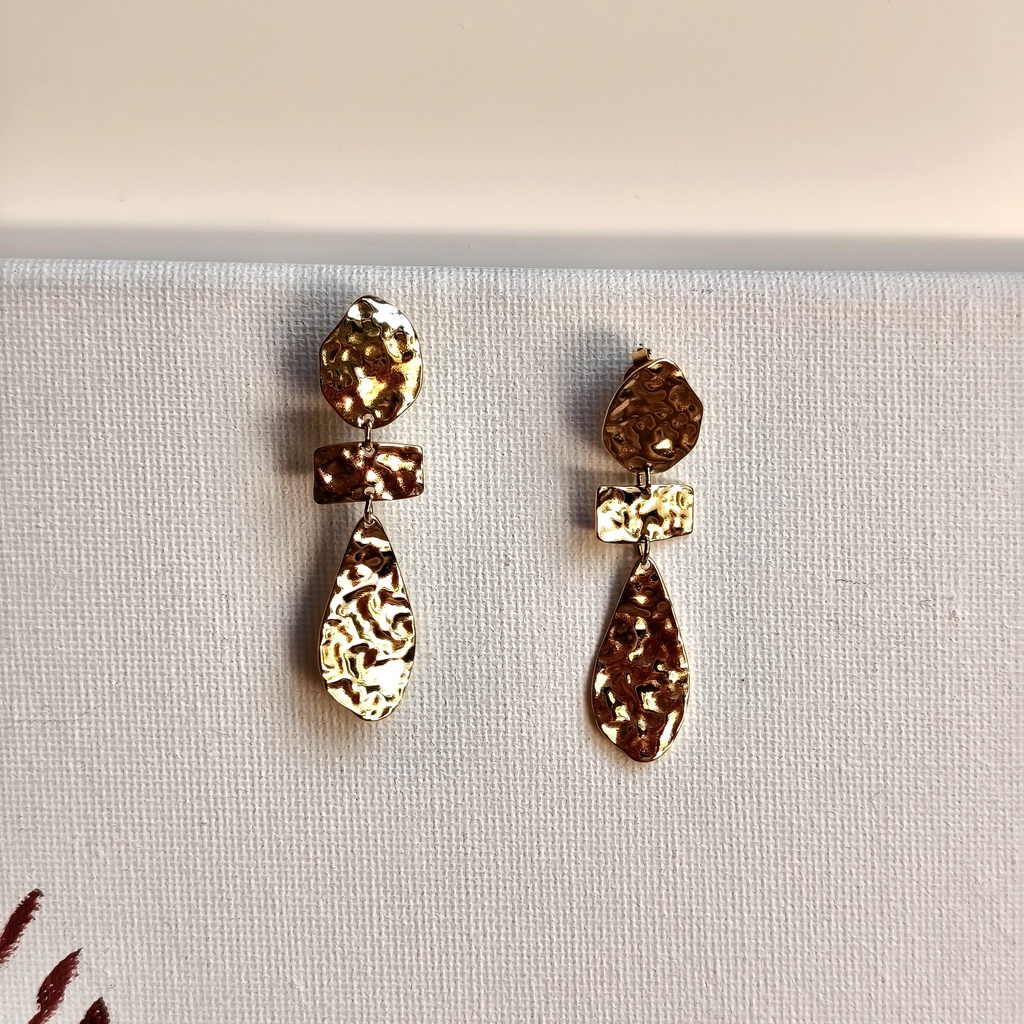 Pendientes Geo Textura Dorado
