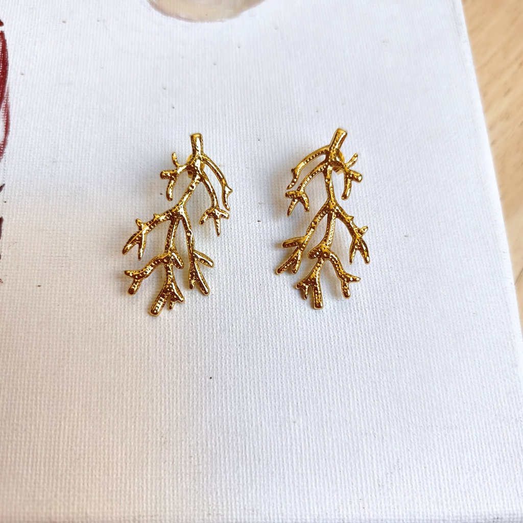 Pendientes Coral Dorado
