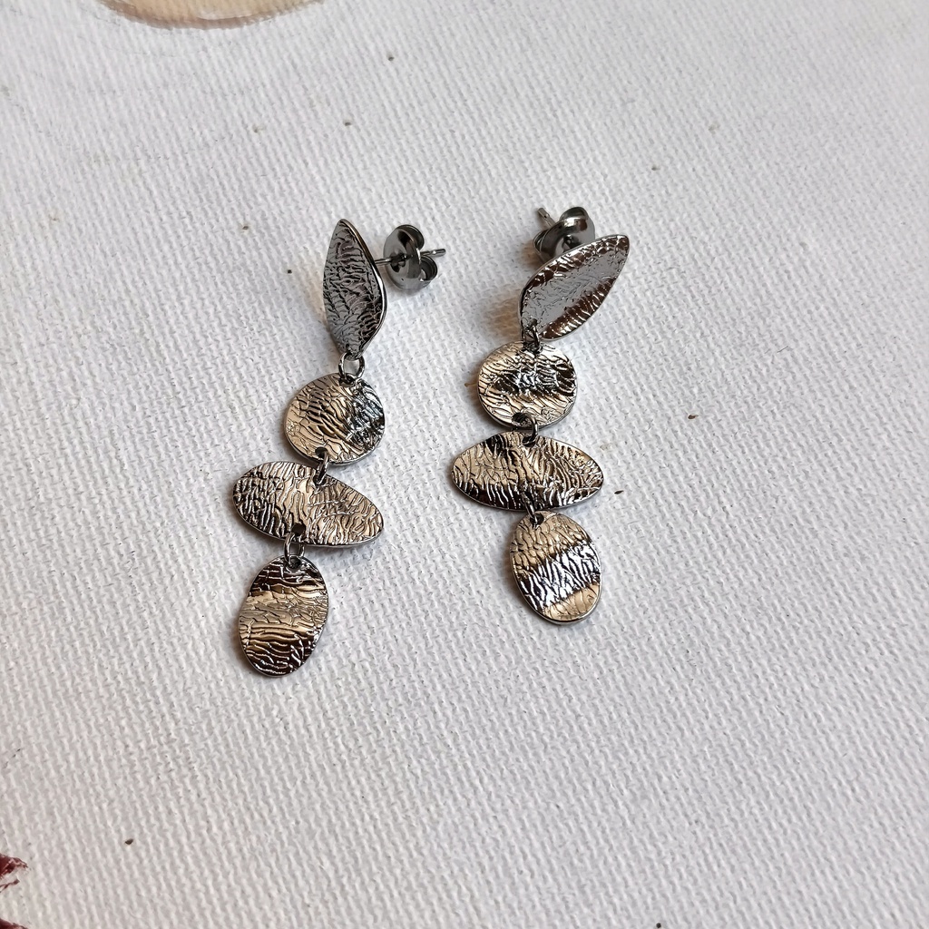Pendientes Geo Textura Plateado