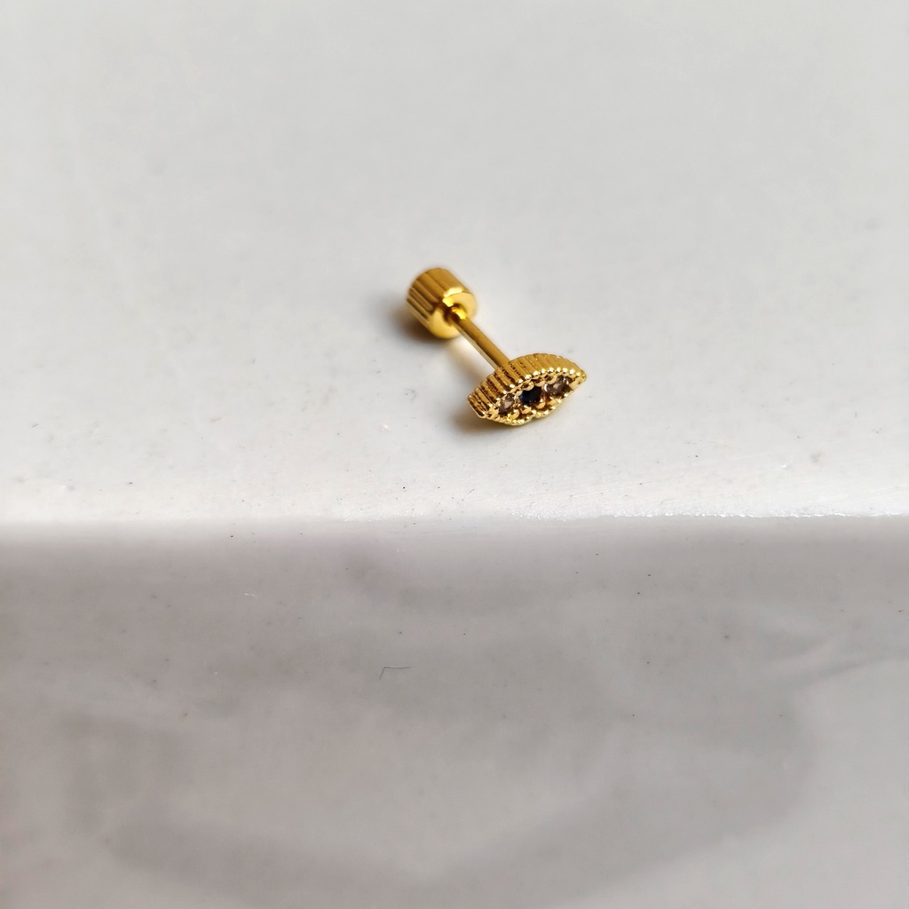 Pendiente Circonitas Ovalada Dorado (Rosca)