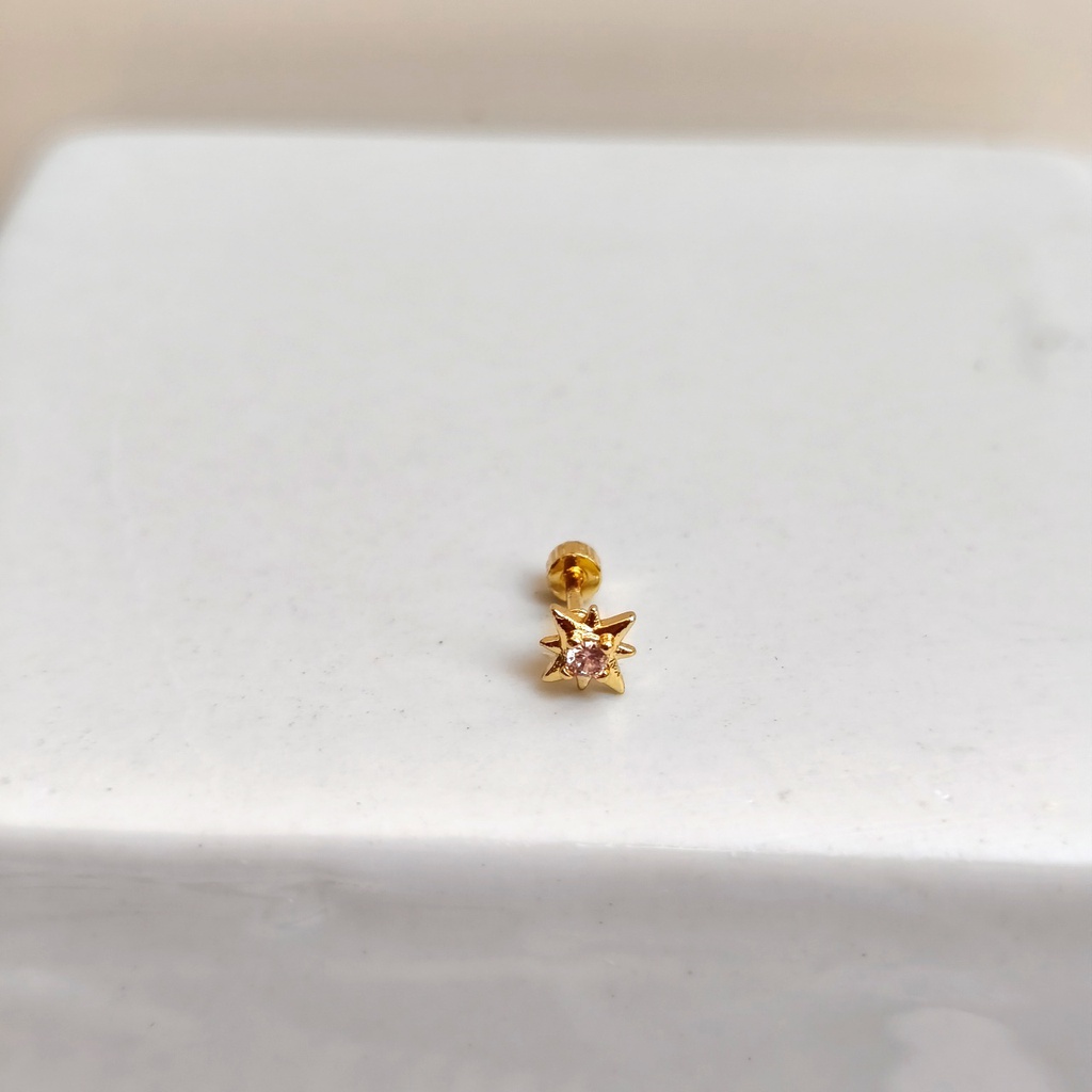 Pendiente Circonitas Estrella Dorado (Rosca)