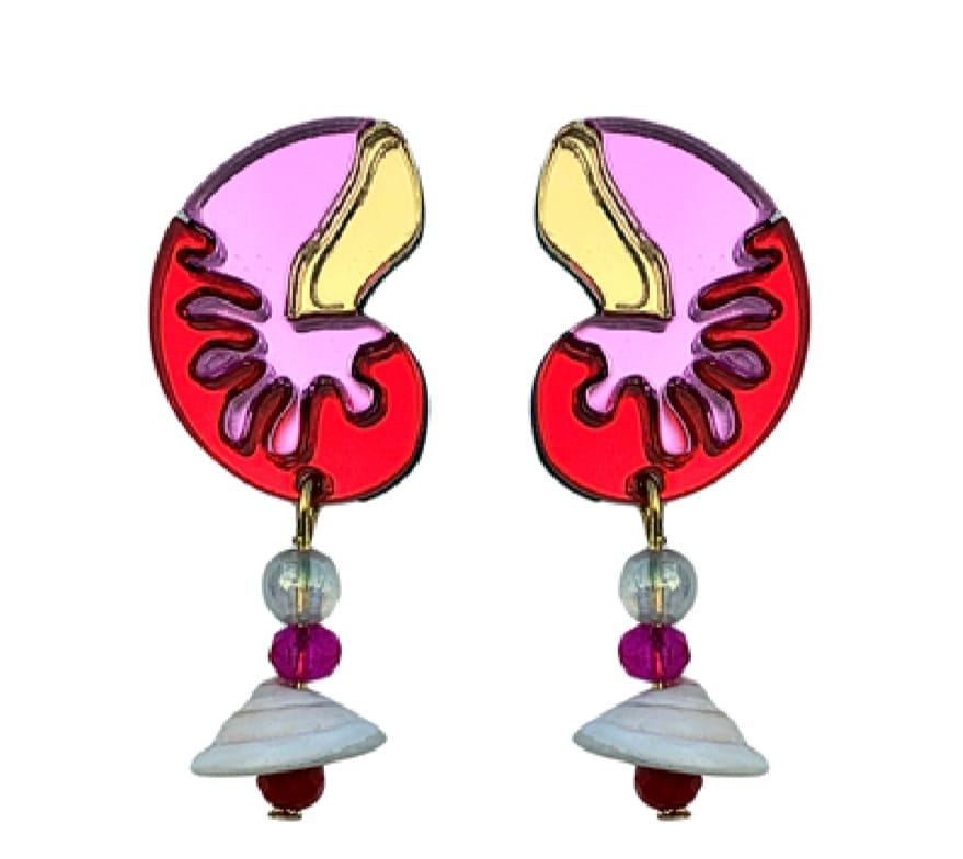 Pendientes Caracola Roja Metacrilato