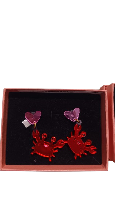Pendientes Cangrejo Rojo Metacrilato