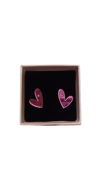 Pendientes Metacrilato Mini Corazón Rosa