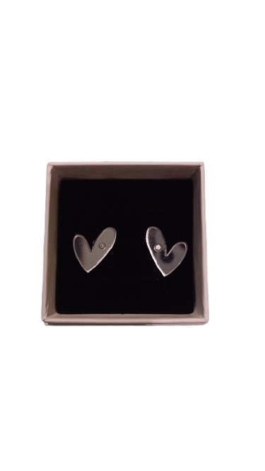 Pendientes Metacrilato Mini Corazón Plateado