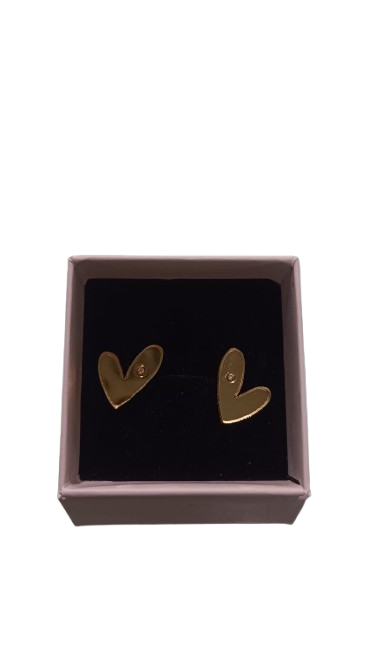 Pendientes Metacrilato Mini Corazón Dorado