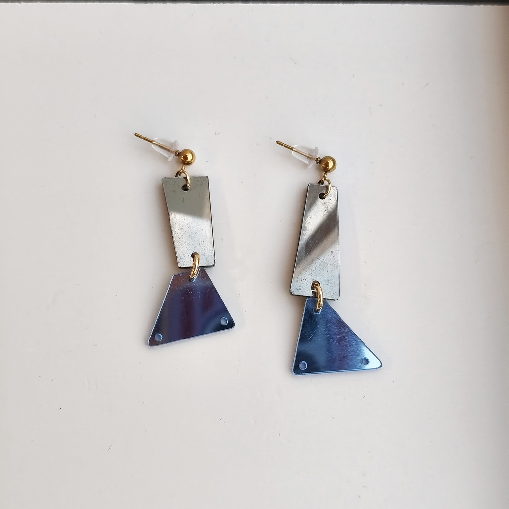 Pendientes Metacrilato Abstract Plateado Azul