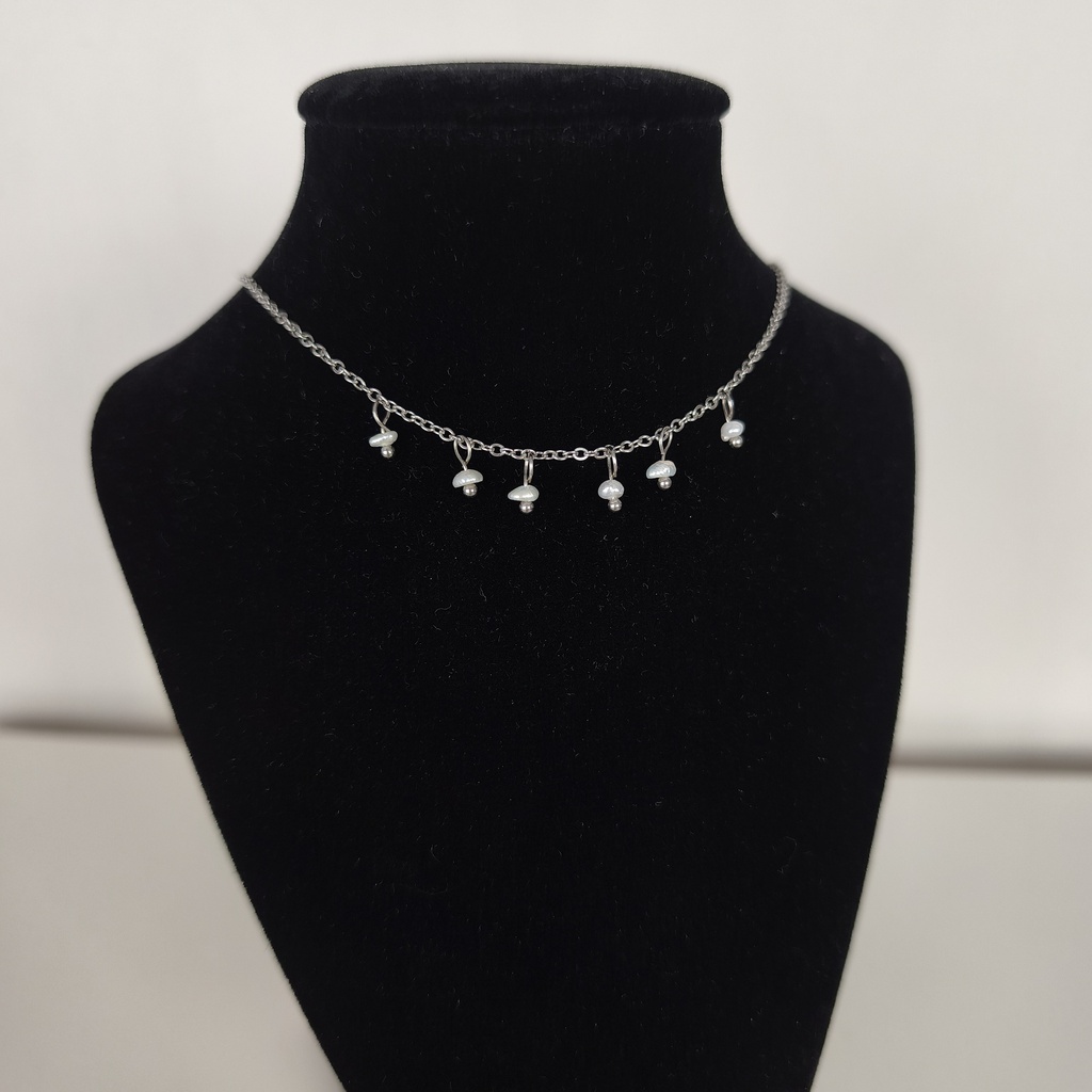 Collar Charms Perlitas Plateado