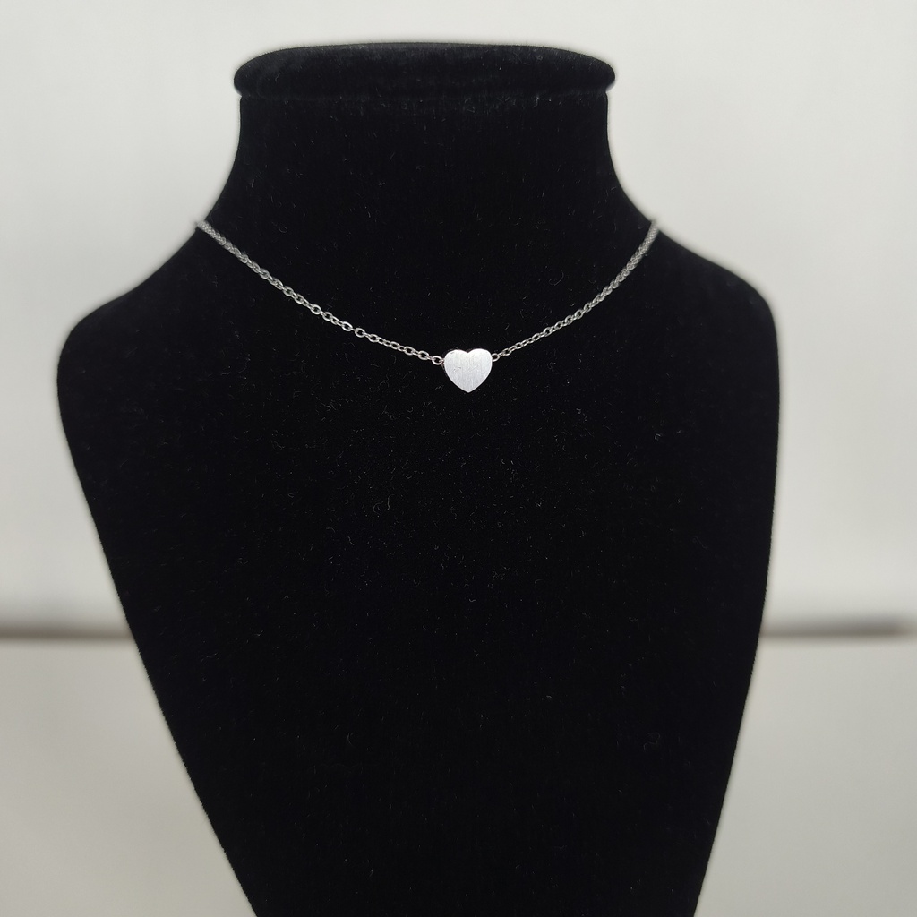 Collar Corazón Intercalado (Plateado)