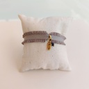 Pulsera Cinta Volante Gris Corazón 3D (Dorado)
