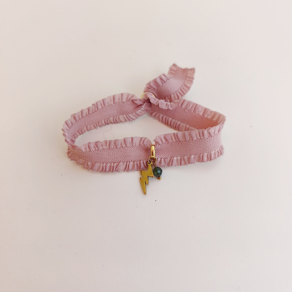 Pulsera Cinta Volante Rosa Rayo (Dorado)
