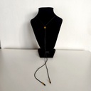 Collar Largo Flor 3D (Cordón Negro - Dorado)