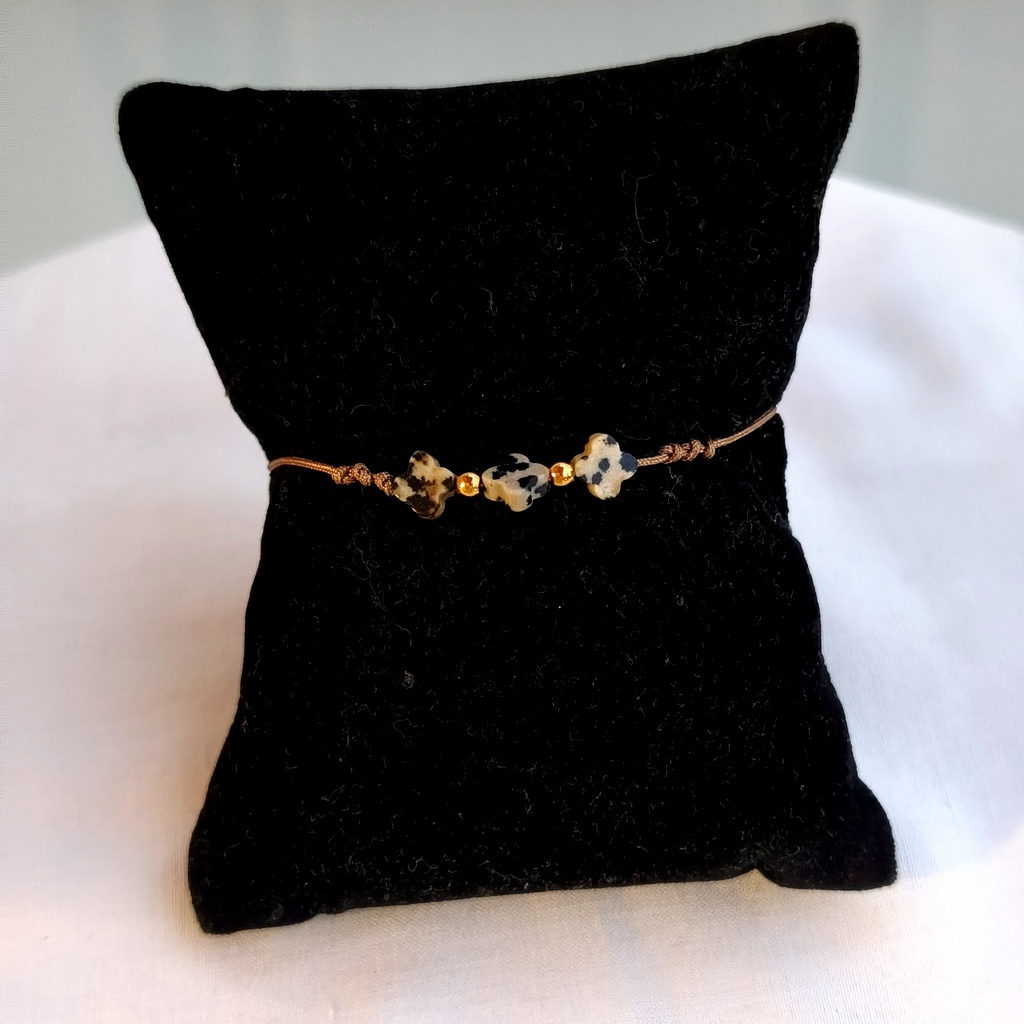 Pulsera Marrón Tréboles (Dorado)