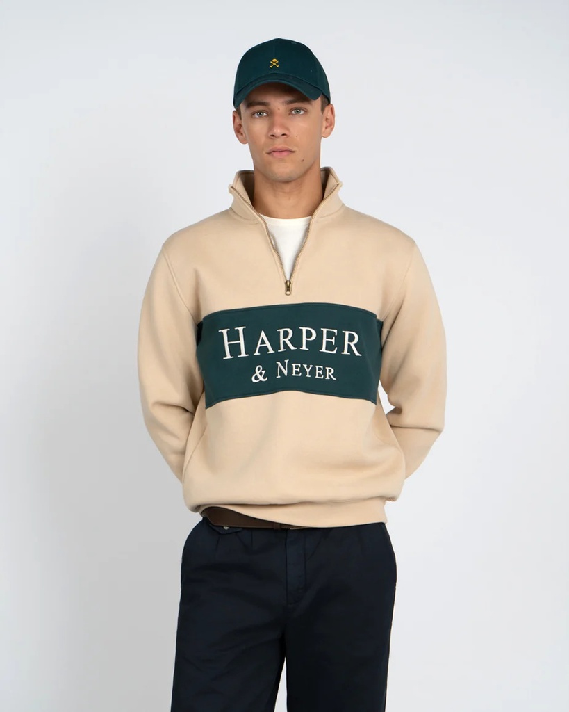 Sudadera Half Zipper Maryland Golden Sand - Harper &amp; Neyer