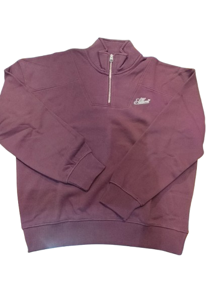 Sudadera Relaxed Fit Media Cremallera Burdeos - Silbon