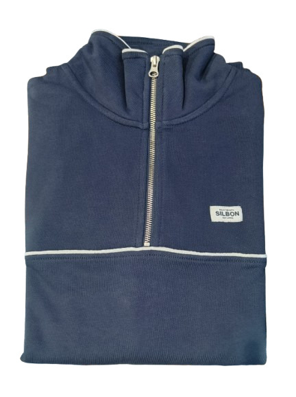 Sudadera Media Cremallera Vivos Contraste Azul Marino - Silbon