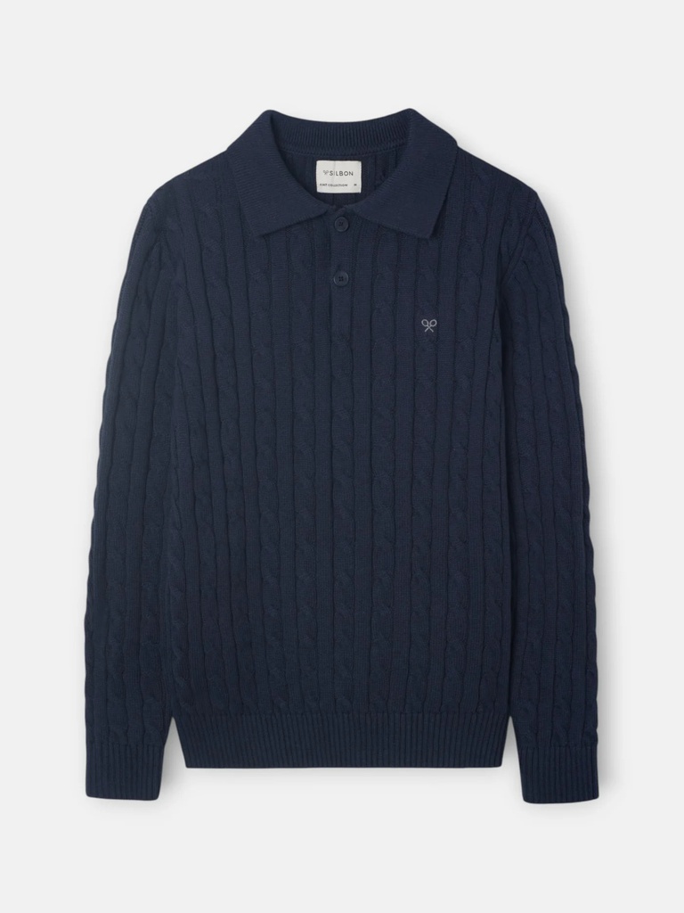 Jersey Cuello Polo Ochos Azul Marino - Silbon