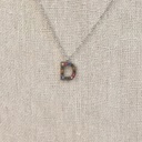 Collar Inicial Plateada Brillo Multicolor Letra "D"