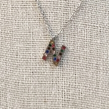 Collar Inicial Plateada Brillo Multicolor Letra "N"