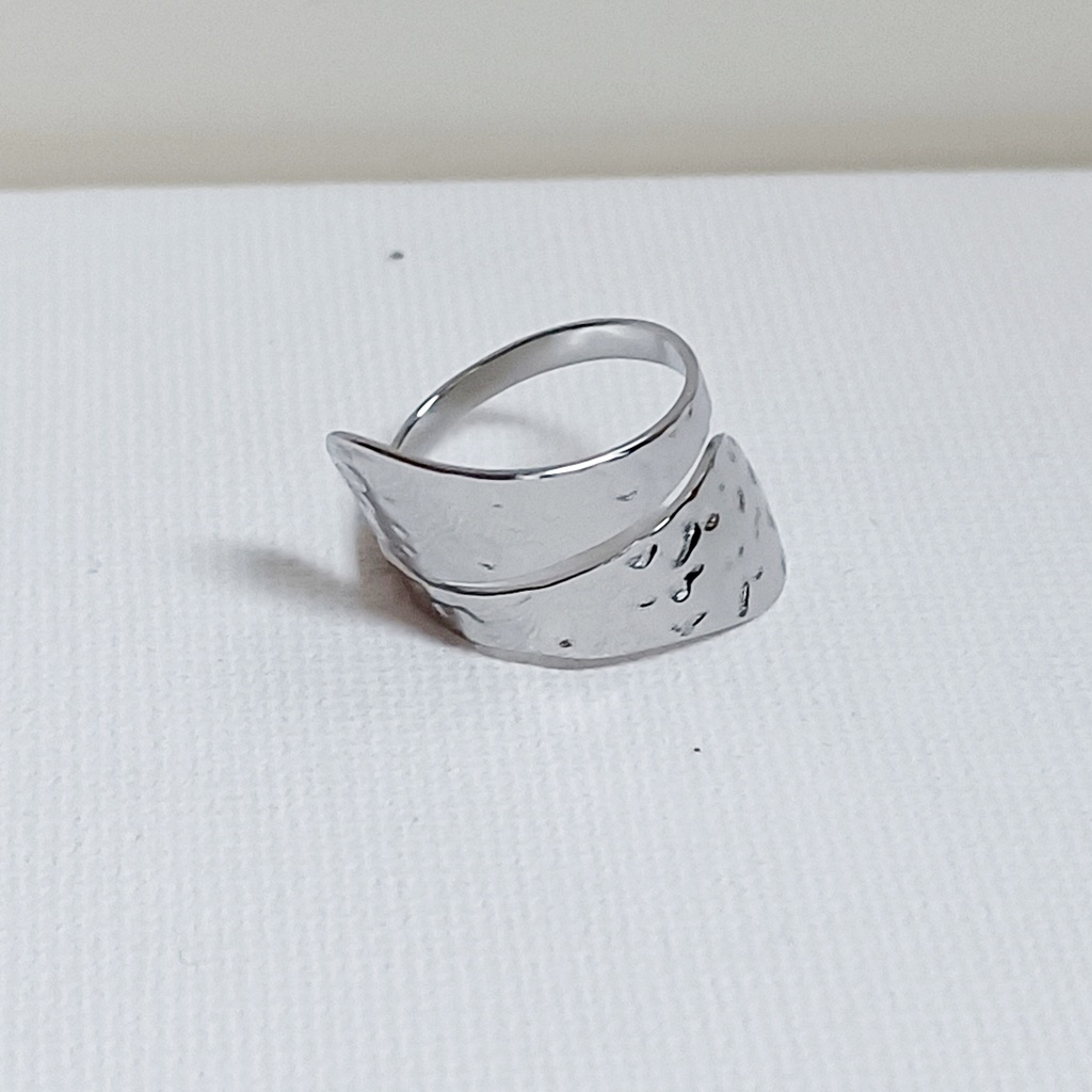 Anillo Doble Relieve Plateado