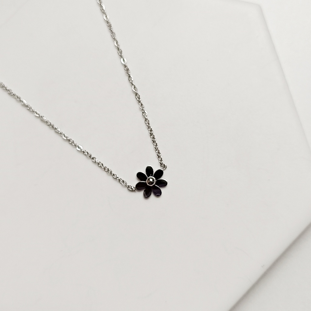 Collar Colgante Flor Bolita Plateado