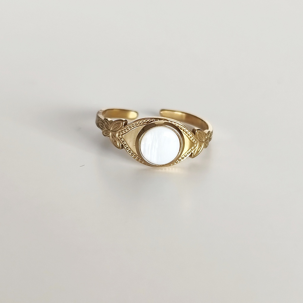 Anillo Sello Nácar Dorado