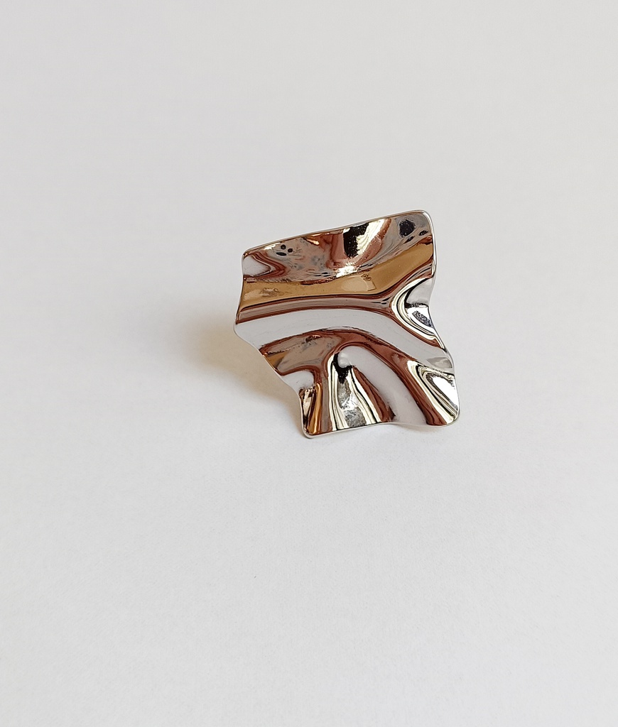 Anillo Maxi Paper Arrugado Plateado
