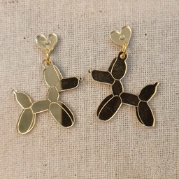 Pendientes Metacrilato Perrito Globo Dorado