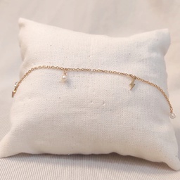 Tobillera Dorada Rayos y Perlas