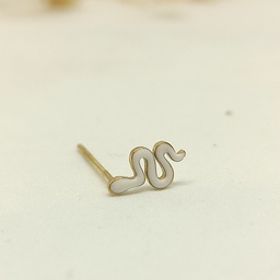 Pendiente Serpiente Esmaltada Blanca Dorado