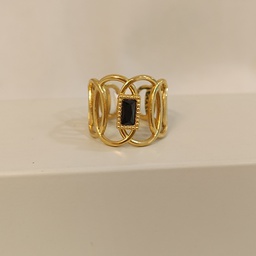Anillo Roma Black (Dorado)