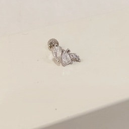 [PR003] Pendiente Serpenteante Circonitas Grandes Plateado (Rosca)