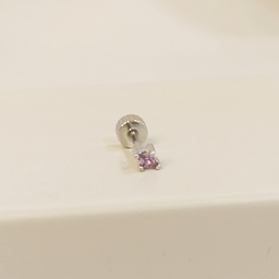 Pendiente Rombito Lila Plateado (Rosca)