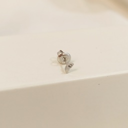 Pendiente Media Luna llena cara Plateado