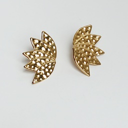 [J25155Y] Pendientes Semi Hoja Dorados