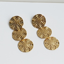 [J25138Y] Pendientes Tres Círculos Rugoso Dorado