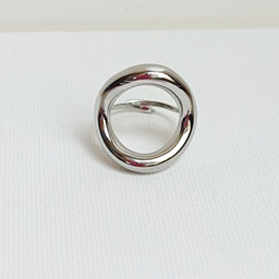 [J25150V] Anillo Ovalado Grueso Plateado